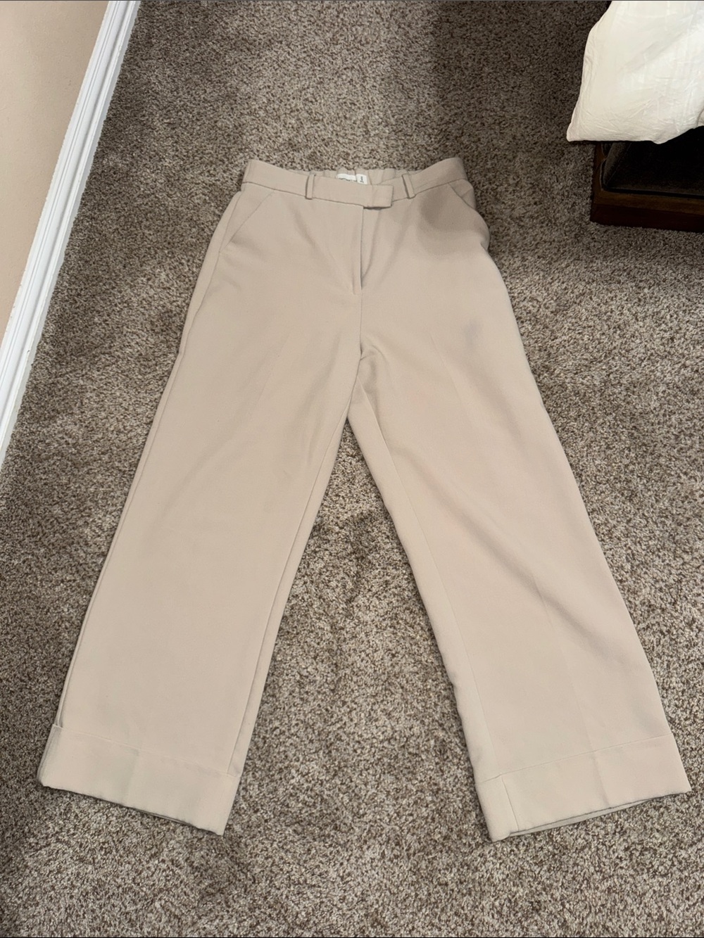 Abercrombie & Fitch Wide Leg Pants in Light Beige
